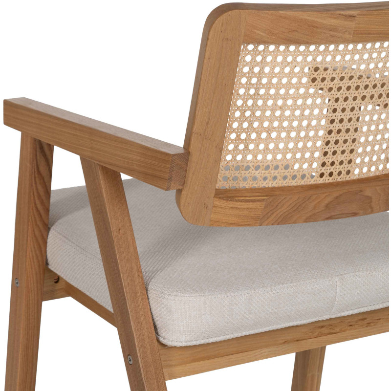 Lot de 2 Chaises scandinaves esprit Japandi Rotin Naturel Bois de hêtre Alnema 