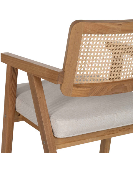 Lot de 2 Chaises scandinaves esprit Japandi Rotin Naturel Bois de hêtre Alnema 