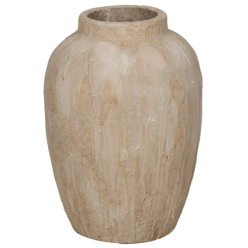 Grand Vase XXL décoratif style méditerranéen minéral Jarre H 58 cm Céramique Beige Sarova