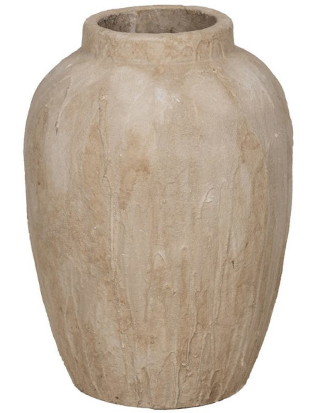 Grand Vase XXL décoratif style méditerranéen minéral Jarre H 58 cm Céramique Beige Sarova
