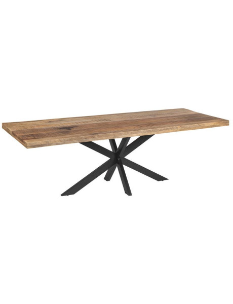 Grande Table à manger XXL industrielle chic Rectangulaire 8 personnes 240 cm Bois de manguier massif Naturel Métal Noir Brutélor