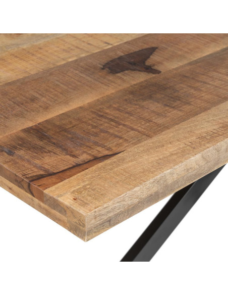 Grande Table à manger XXL industrielle chic Rectangulaire 8 personnes 240 cm Bois de manguier massif Naturel Métal Noir Brutélor