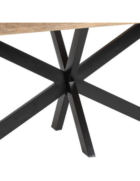Grande Table à manger XXL industrielle chic Rectangulaire 8 personnes 240 cm Bois de manguier massif Naturel Métal Noir Brutélor