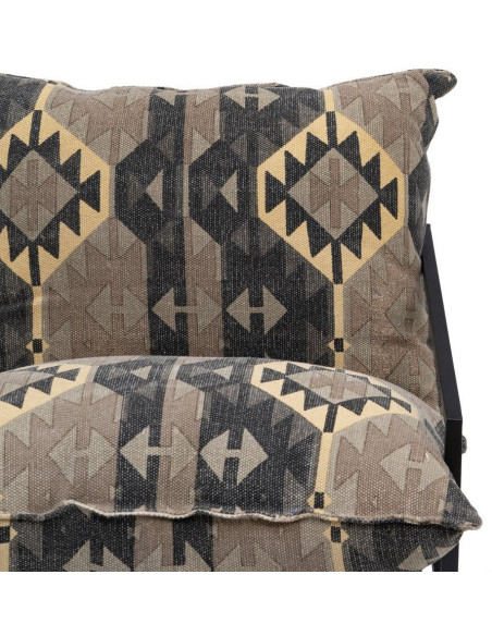 Fauteuil ethnique bohème chic Coton Taupe Motif géométrique Métal Noir Nomado 