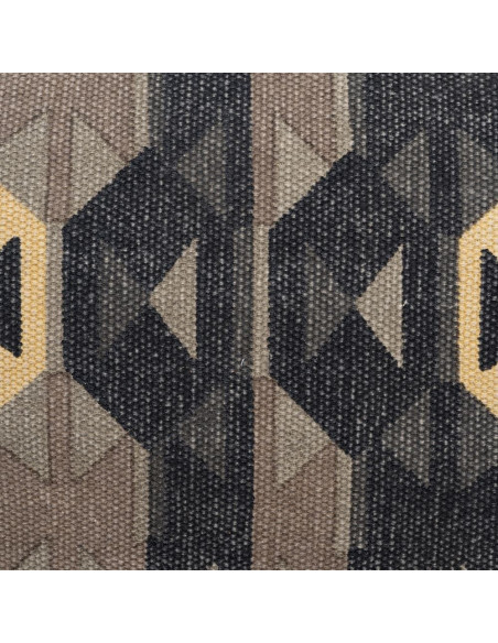 Fauteuil ethnique bohème chic Coton Taupe Motif géométrique Métal Noir Nomado 