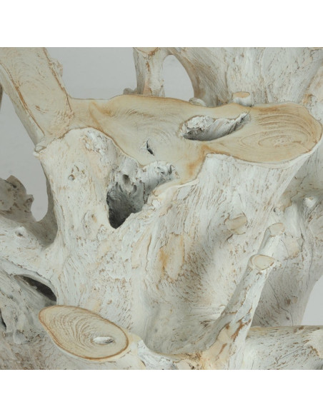 Table à manger organique wabi-sabi Ronde 6 personnes 140 cm Verre Transparent Bois de teck Blanchi Driftena 