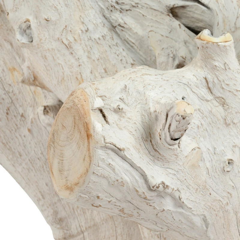 Table à manger organique wabi-sabi Ronde 6 personnes 140 cm Verre Transparent Bois de teck Blanchi Driftena 