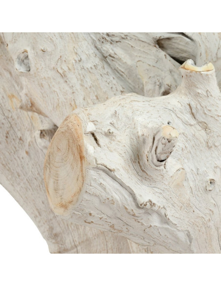 Table à manger organique wabi-sabi Ronde 6 personnes 140 cm Verre Transparent Bois de teck Blanchi Driftena 