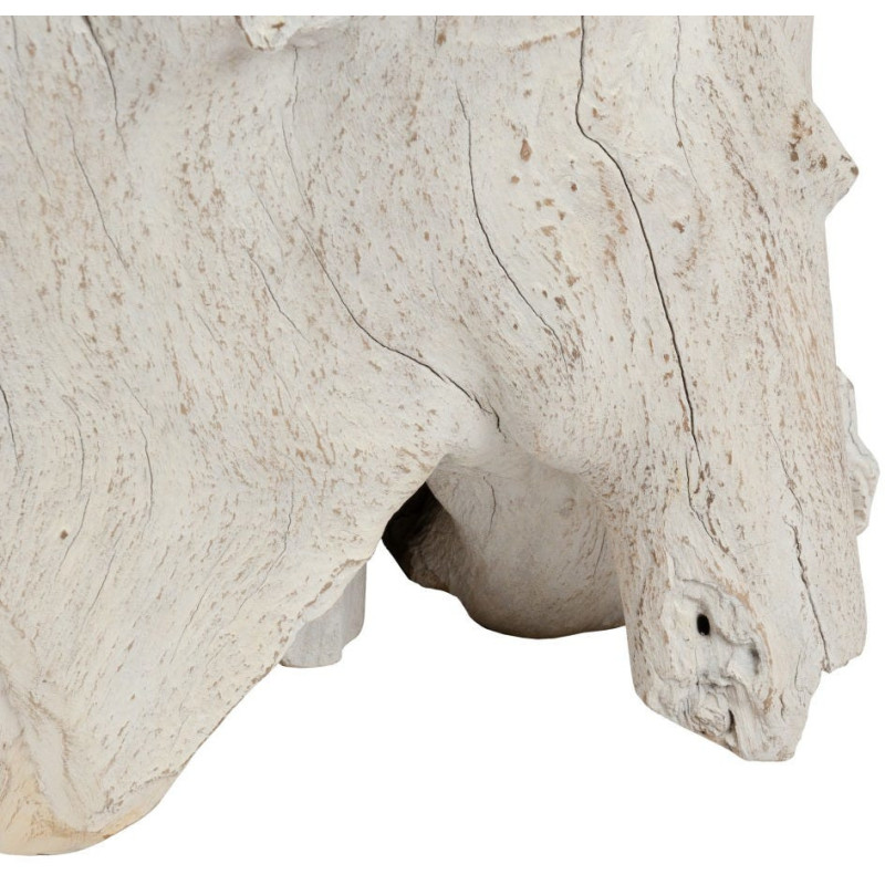 Table à manger organique wabi-sabi Ronde 6 personnes 140 cm Verre Transparent Bois de teck Blanchi Driftena 