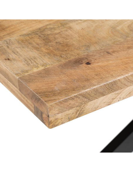 Grande Table à manger industrielle chic Rectangulaire 6 personnes 180 cm Bois de manguier massif Naturel Métal Noir Brutélor 