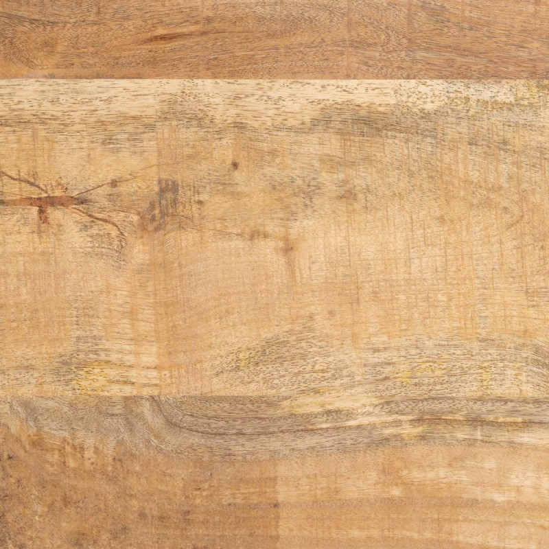 Grande Table à manger industrielle chic Rectangulaire 6 personnes 180 cm Bois de manguier massif Naturel Métal Noir Brutélor 