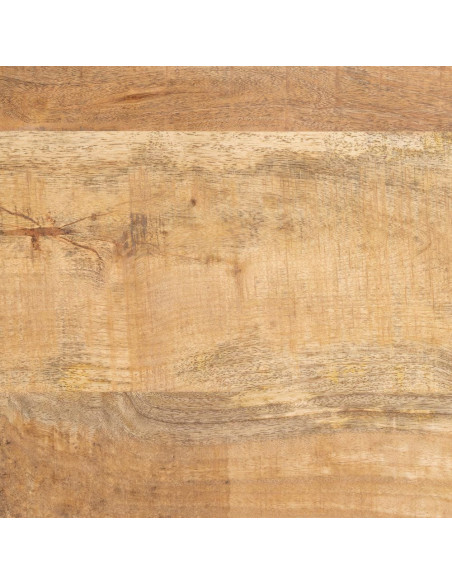 Grande Table à manger industrielle chic Rectangulaire 6 personnes 180 cm Bois de manguier massif Naturel Métal Noir Brutélor 