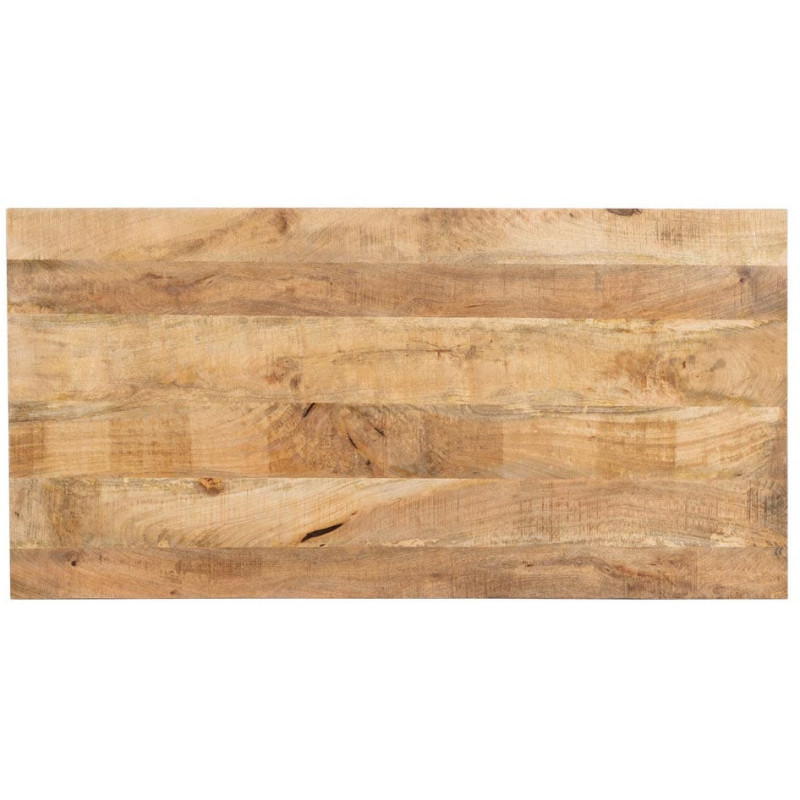 Grande Table à manger industrielle chic Rectangulaire 6 personnes 180 cm Bois de manguier massif Naturel Métal Noir Brutélor 