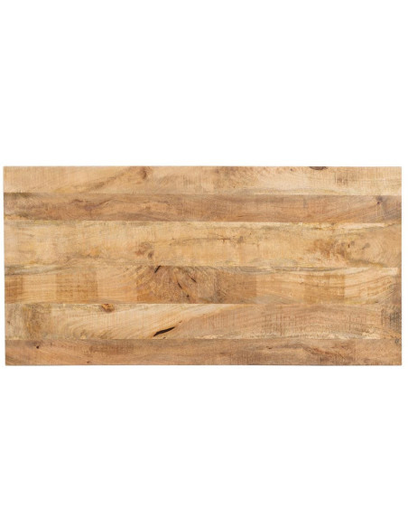 Grande Table à manger industrielle chic Rectangulaire 6 personnes 180 cm Bois de manguier massif Naturel Métal Noir Brutélor 