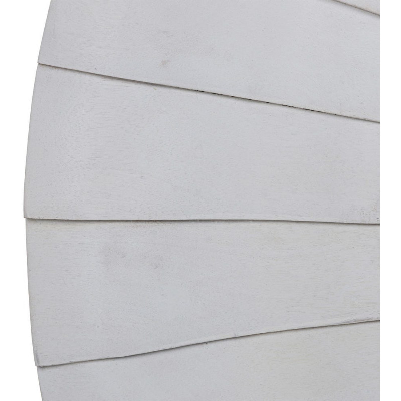 Grand Miroir mural moderne soleil Rond 102x102 Bois de manguier Blanc Solmiora 
