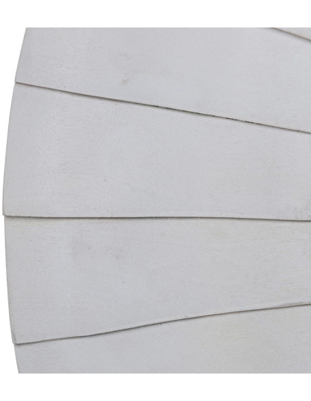 Grand Miroir mural moderne soleil Rond 102x102 Bois de manguier Blanc Solmiora 