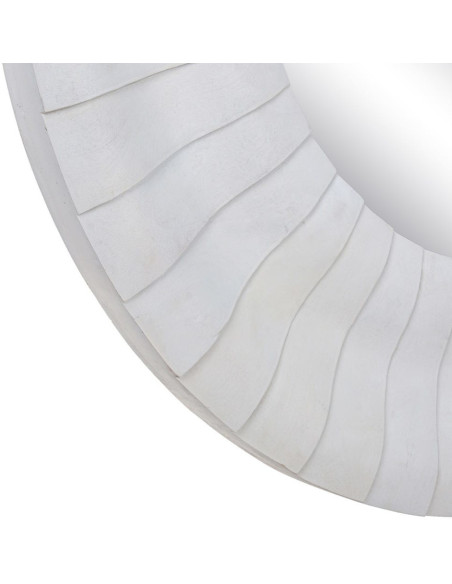Grand Miroir mural moderne soleil Rond 102x102 Bois de manguier Blanc Solmiora 