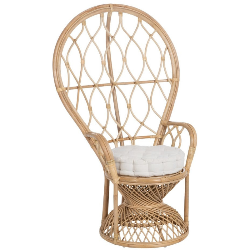 Fauteuil style Peacock bohême vintage Rotin Naturel Aurévio 