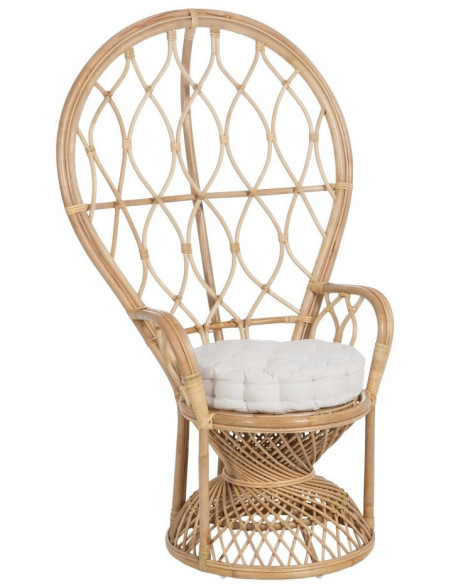 Fauteuil style Peacock bohême vintage Rotin Naturel Aurévio 
