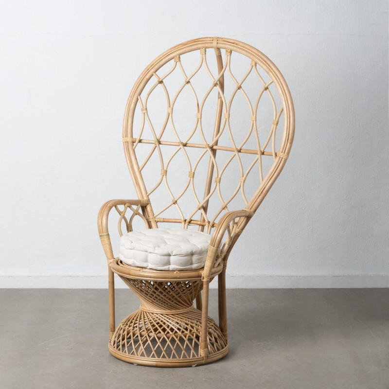 Fauteuil style Peacock bohême vintage Rotin Naturel Aurévio 