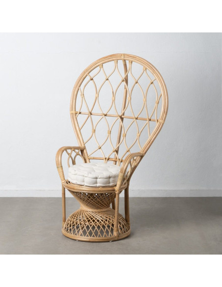 Fauteuil style Peacock bohême vintage Rotin Naturel Aurévio 