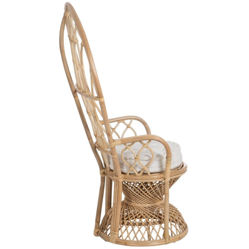 Fauteuil style Peacock bohême vintage Rotin Naturel Aurévio 