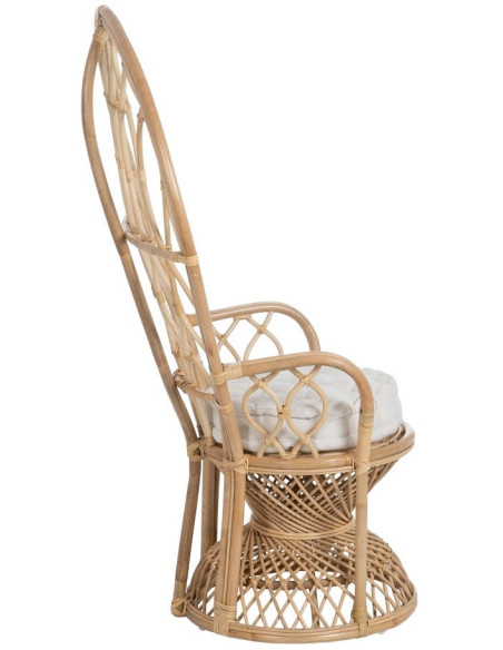 Fauteuil style Peacock bohême vintage Rotin Naturel Aurévio 