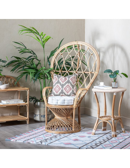 Fauteuil style Peacock bohême vintage Rotin Naturel Aurévio 