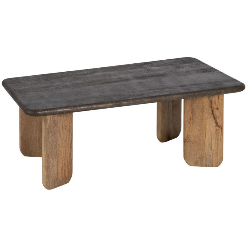 Table basse design moderne Rectangulaire 120 cm Bois de manguier Marron foncé Naturel Rokir 