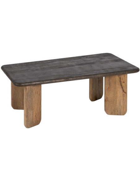 Table basse design moderne Rectangulaire 120 cm Bois de manguier Marron foncé Naturel Rokir 