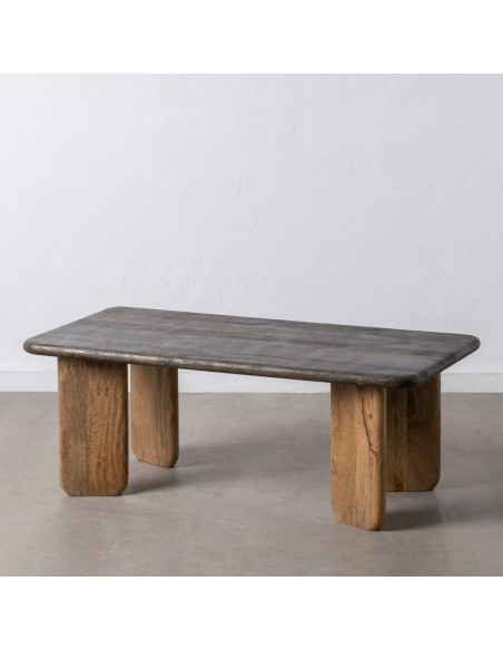 Table basse design moderne Rectangulaire 120 cm Bois de manguier Marron foncé Naturel Rokir 