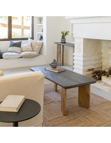 Table basse design moderne Rectangulaire 120 cm Bois de manguier Marron foncé Naturel Rokir 