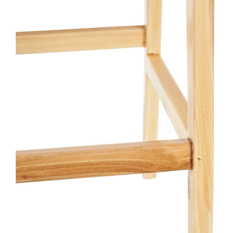 Tabouret de bar moderne haut de gamme en Bois de teck Naturel Cuir véritable Beige Mica 