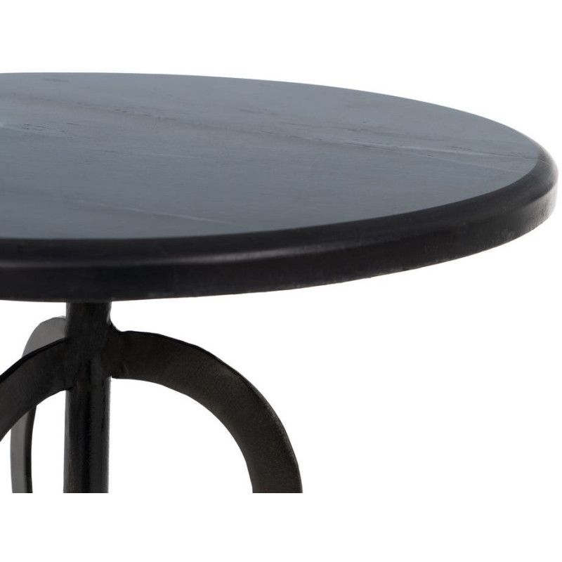 Lot de 2 Tables d'appoint design graphique Ronde Marbre Blanc Noir Métal Anillaro 
