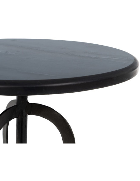 Lot de 2 Tables d'appoint design graphique Ronde Marbre Blanc Noir Métal Anillaro 