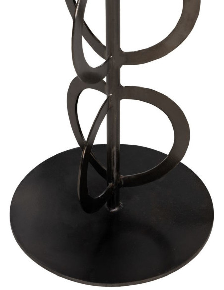 Lot de 2 Tables d'appoint design graphique Ronde Marbre Blanc Noir Métal Anillaro 