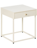 Table de chevet moderne chic 1 tiroir Métal Blanc crème Elmyra