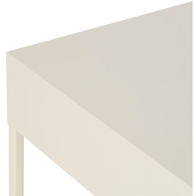 Table de chevet moderne chic 1 tiroir Métal Blanc crème Elmyra 