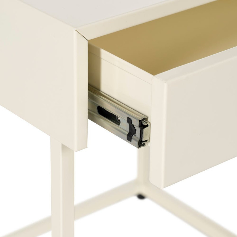 Table de chevet moderne chic 1 tiroir Métal Blanc crème Elmyra 