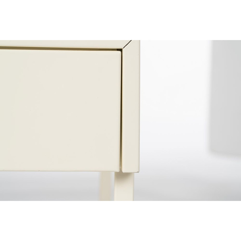Table de chevet moderne chic 1 tiroir Métal Blanc crème Elmyra 