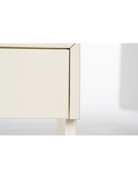 Table de chevet moderne chic 1 tiroir Métal Blanc crème Elmyra 