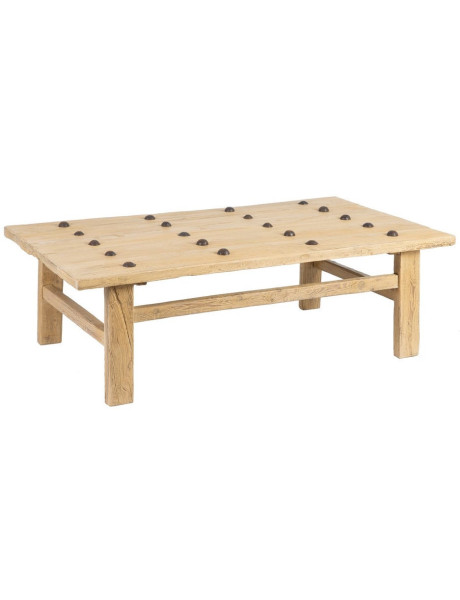 Grande Table basse rustique maison de campagne Rectangulaire 175 cm Bois de pin Naturel Brastel 