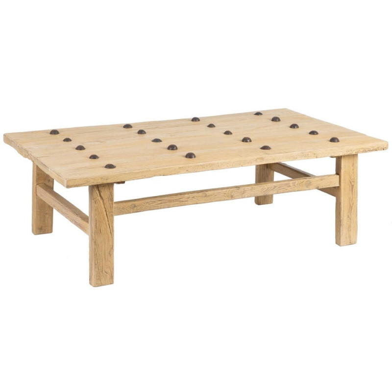 Grande Table basse rustique maison de campagne Rectangulaire 175 cm Bois de pin Naturel Brastel 