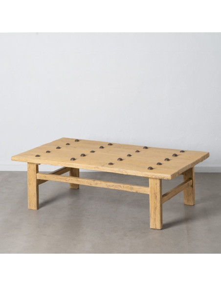 Grande Table basse rustique maison de campagne Rectangulaire 175 cm Bois de pin Naturel Brastel 