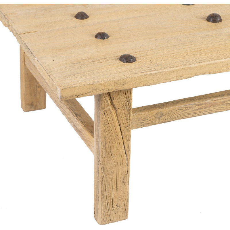 Grande Table basse rustique maison de campagne Rectangulaire 175 cm Bois de pin Naturel Brastel 