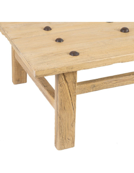 Grande Table basse rustique maison de campagne Rectangulaire 175 cm Bois de pin Naturel Brastel 