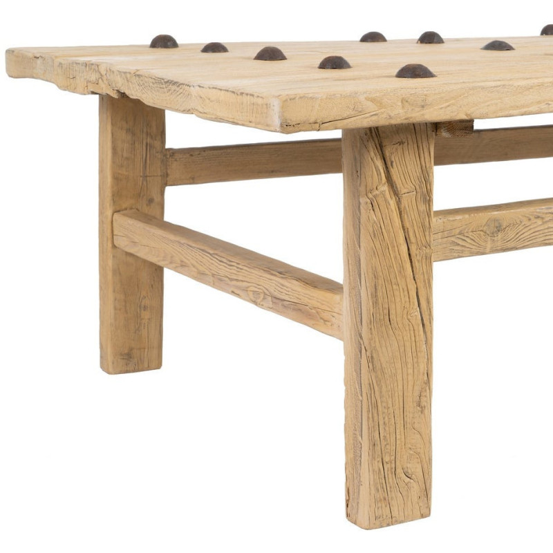 Grande Table basse rustique maison de campagne Rectangulaire 175 cm Bois de pin Naturel Brastel 