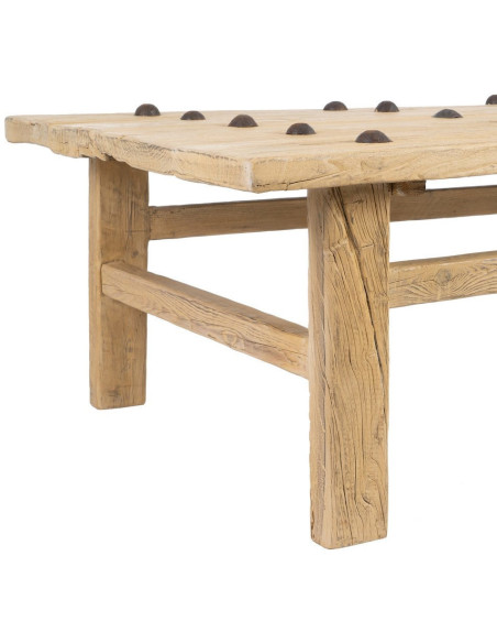 Grande Table basse rustique maison de campagne Rectangulaire 175 cm Bois de pin Naturel Brastel 