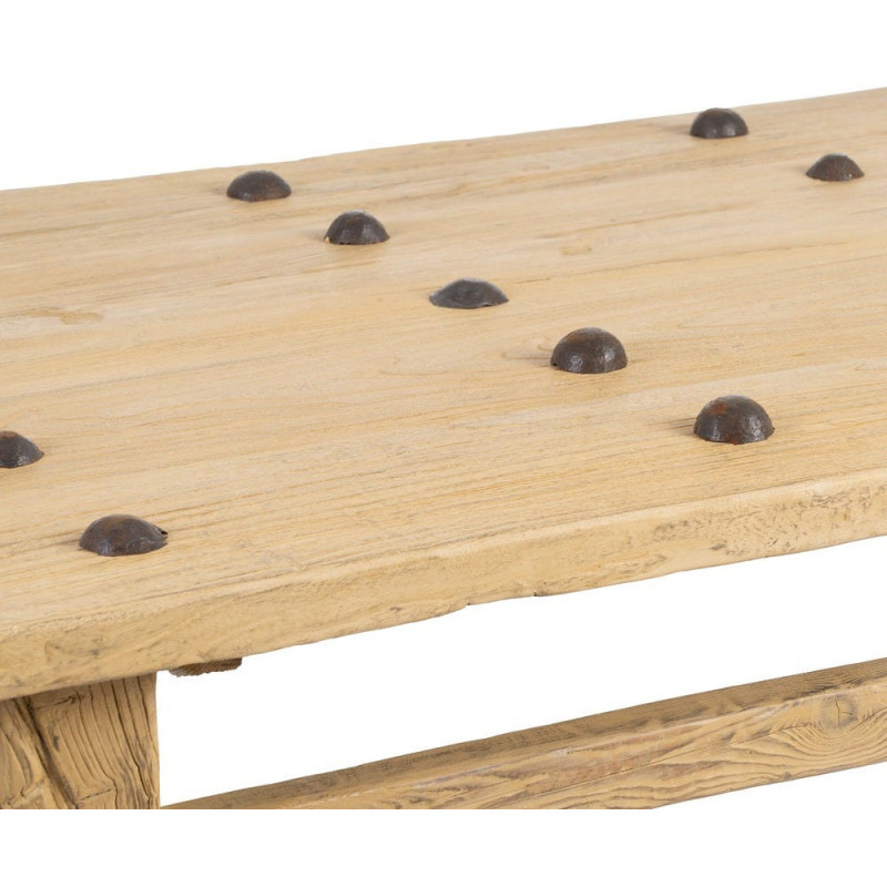 Grande Table basse rustique maison de campagne Rectangulaire 175 cm Bois de pin Naturel Brastel 