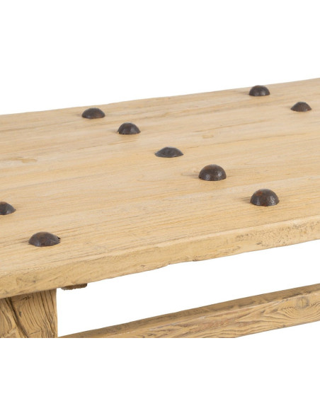 Grande Table basse rustique maison de campagne Rectangulaire 175 cm Bois de pin Naturel Brastel 